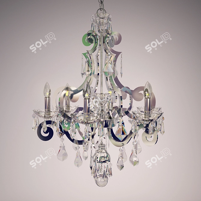 Elegant Crystal Chandelier 3D model image 2