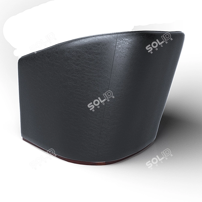 Elegant Black Leather Armchair 3D model image 2