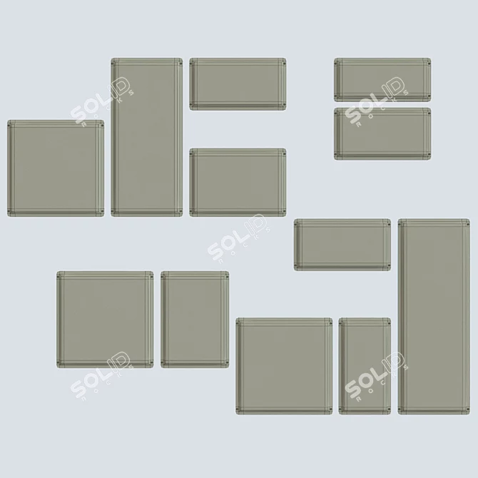 Vintage Metal Plate Set 3D model image 3