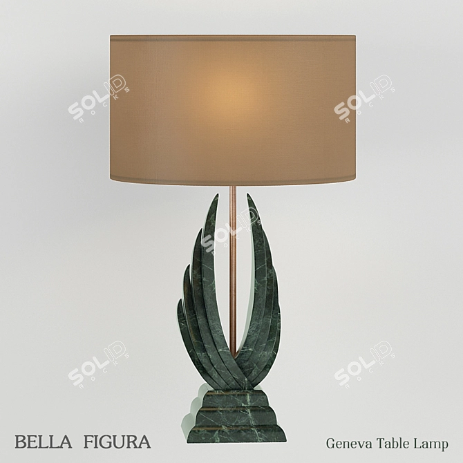 Elegant Winged Marble Table Lamp 3D model image 1