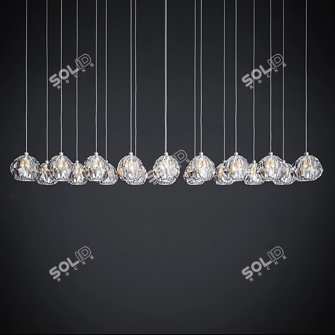 Handcrafted Crystal Linear Chandelier 3D model image 2