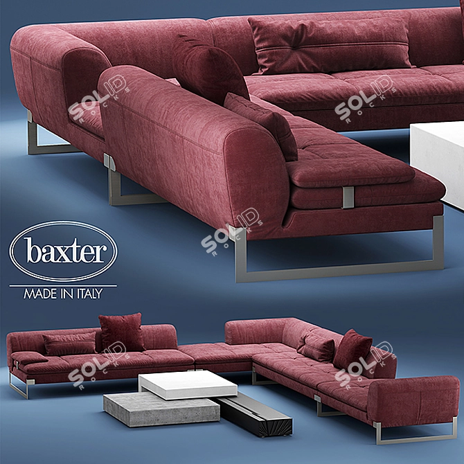 Elegant Baxter Viktor Leather Sofa 3D model image 1