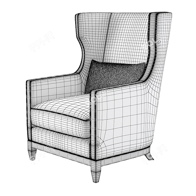 Century Fabric Armchair: Elegant and Comfortable 3D model image 3