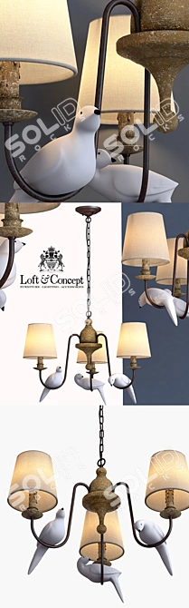 Norman Bird Chandelier - Elegant 3-Light Suspension 3D model image 2