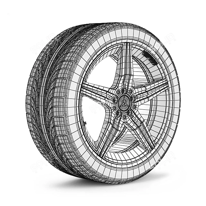 AMG Mercedes Wheel Set 3D model image 2