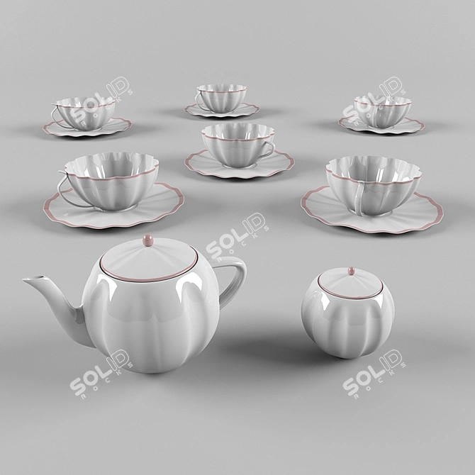 Elegant Tea Set 3D model image 2