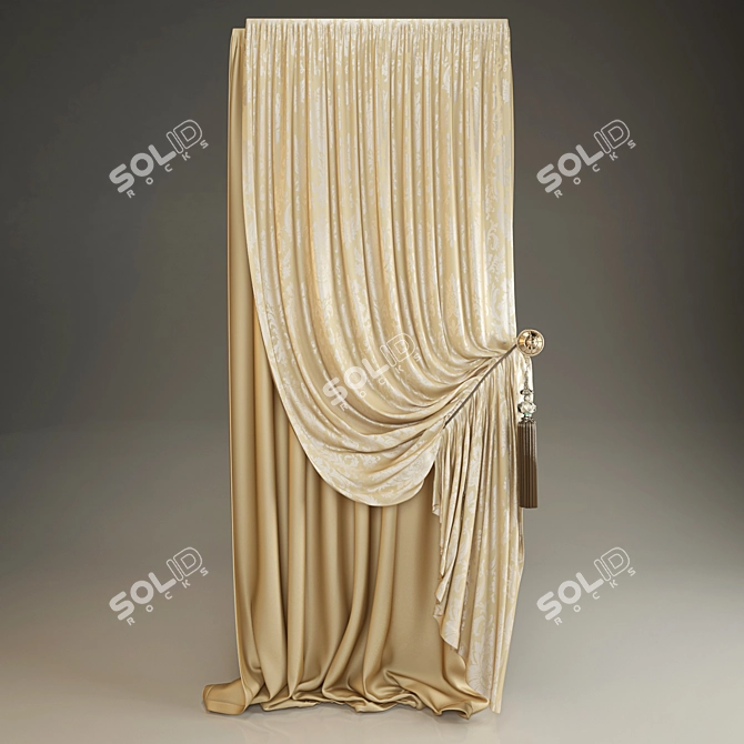 Title: Elegant Classic Jacquard Curtains 3D model image 1