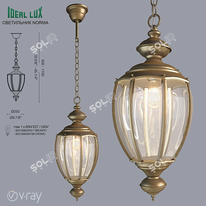 Antique Bronze Glass Plate Pendant 3D model image 1