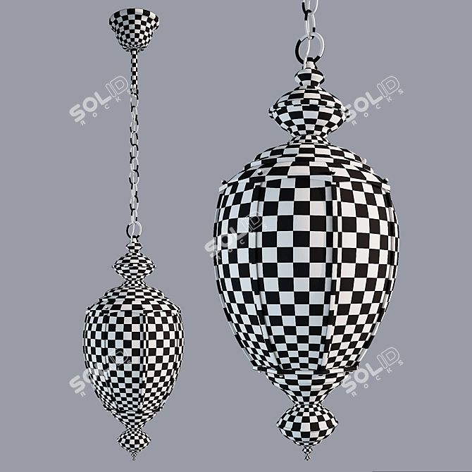 Antique Bronze Glass Plate Pendant 3D model image 3