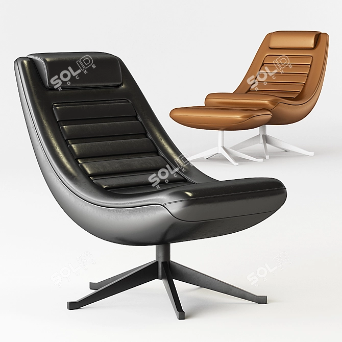 Manzù Collection: Stylish Chair & Footrest Set 3D model image 1