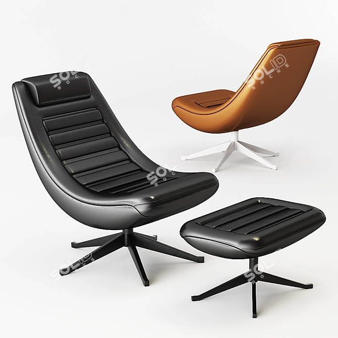 Manzù Collection: Stylish Chair & Footrest Set 3D model image 2