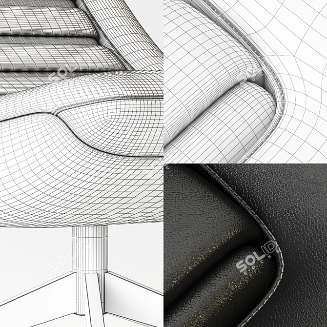 Manzù Collection: Stylish Chair & Footrest Set 3D model image 3