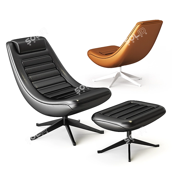 Manzù Collection: Stylish Chair & Footrest Set 3D model image 5