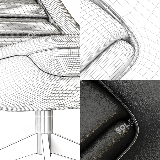 Manzù Collection: Stylish Chair & Footrest Set 3D model image 7