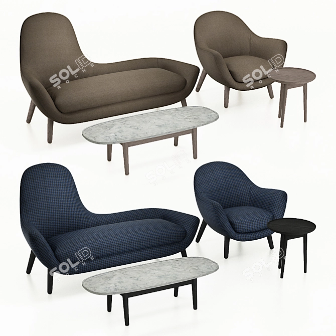 Poliform Mad Collection: Sofa, Chair, Coffee Table & Side Table 3D model image 1