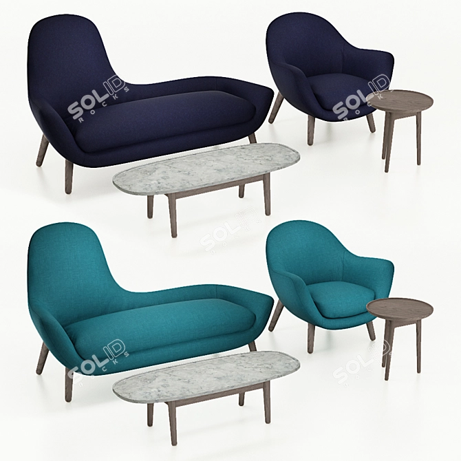 Poliform Mad Collection: Sofa, Chair, Coffee Table & Side Table 3D model image 2
