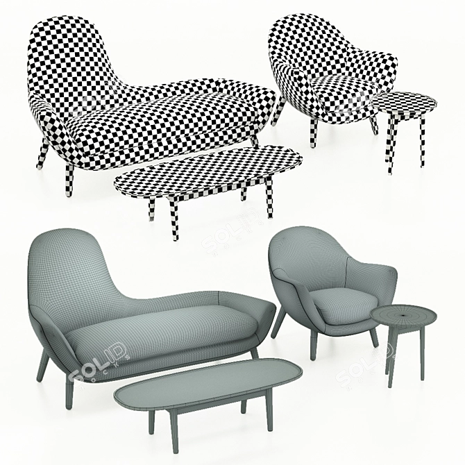 Poliform Mad Collection: Sofa, Chair, Coffee Table & Side Table 3D model image 3