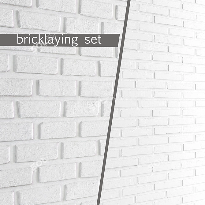 Contemporary White Brick Tiles 3D model image 1