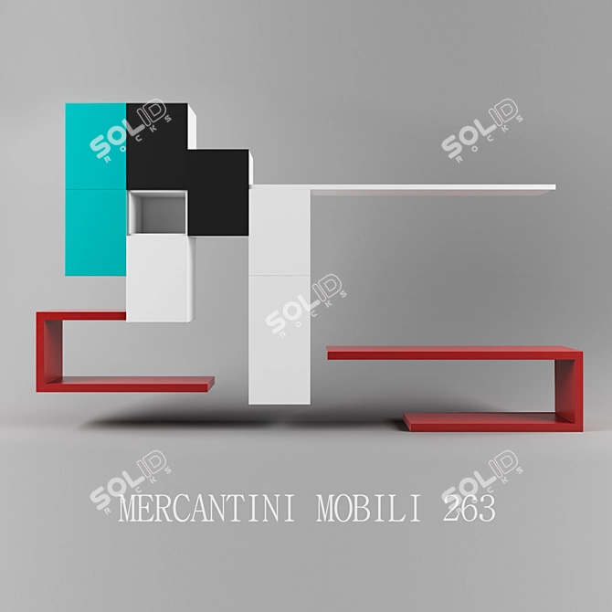 Modern White Materico Composition - Mercantini Mobili 263 3D model image 1