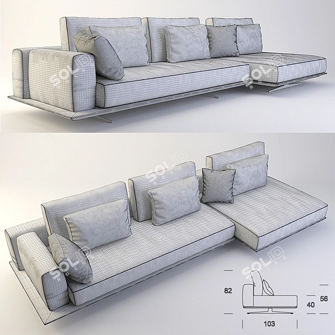 Luxurious Formerin Mastroianni Sofa 3D model image 3