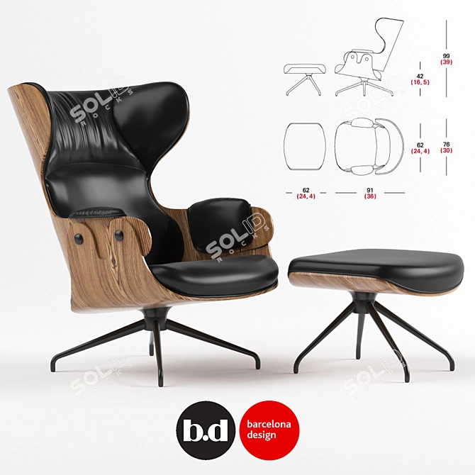  Showtime Lounge Chair: BD Barcelona Design 3D model image 1