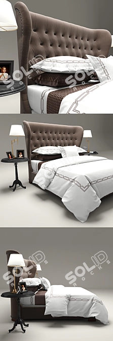 Elegant Churchill Fabric Bed 3D model image 2