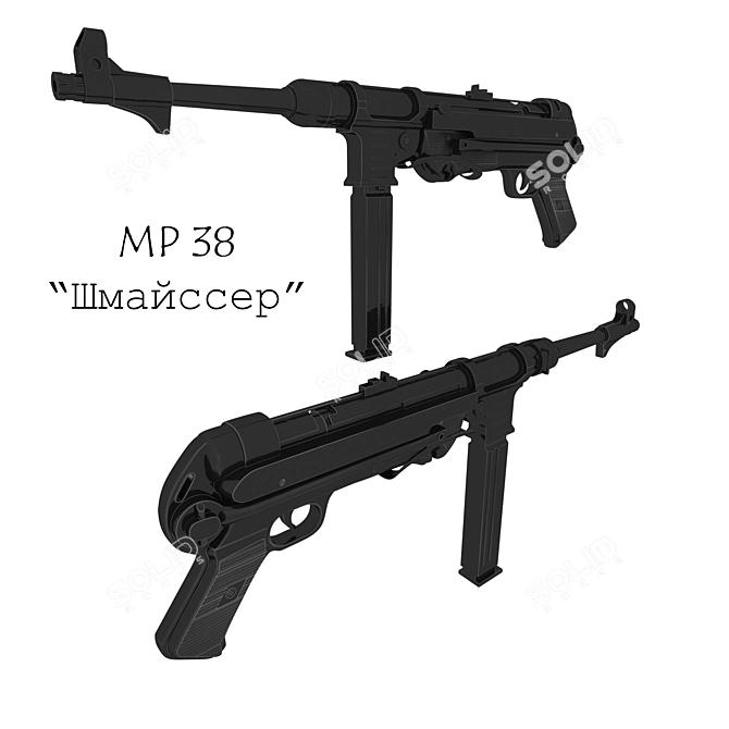 German Blitzkrieg MP 38/40 3D model image 1