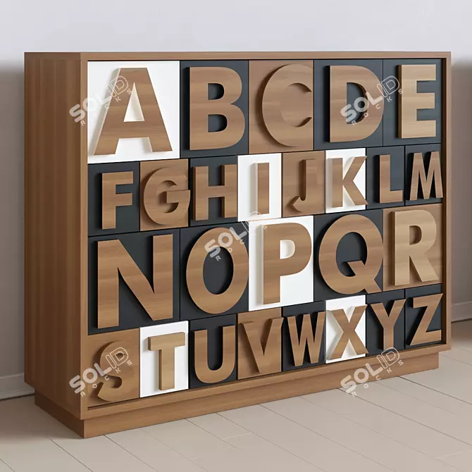 Birch Alphabet Chest 3D model image 1