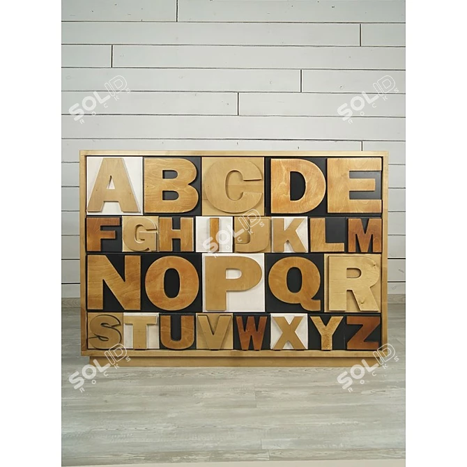 Birch Alphabet Chest 3D model image 2
