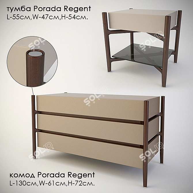Regent Dresser Drawers by Porada 3D model image 1