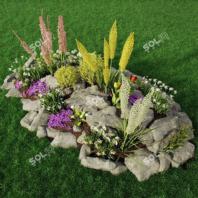 Alpine Breeze Floral Hill 3D model image 2