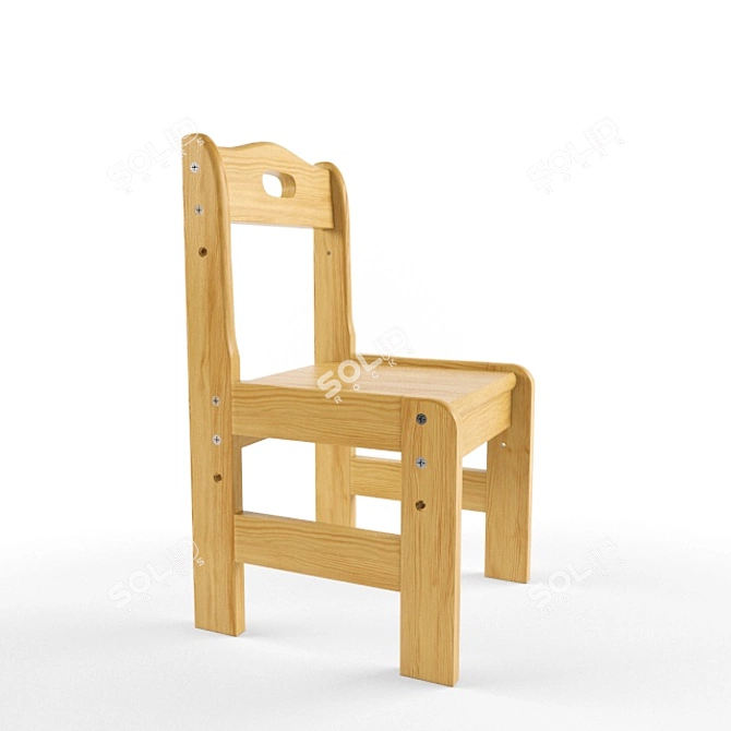 Adjustable Solid Wood Children's Chair 3D model image 1