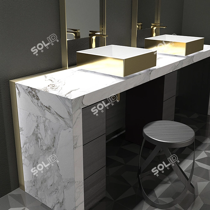 Golden Zen Bathroom Furniture 3D model image 2