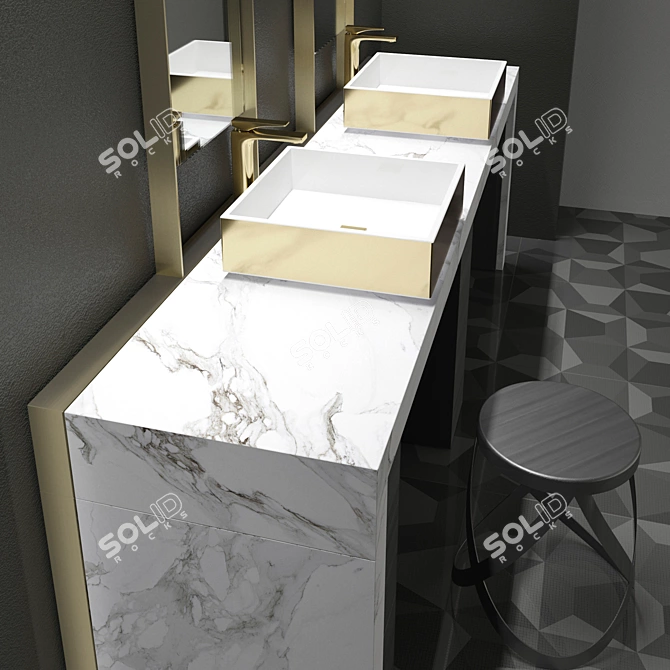 Golden Zen Bathroom Furniture 3D model image 3