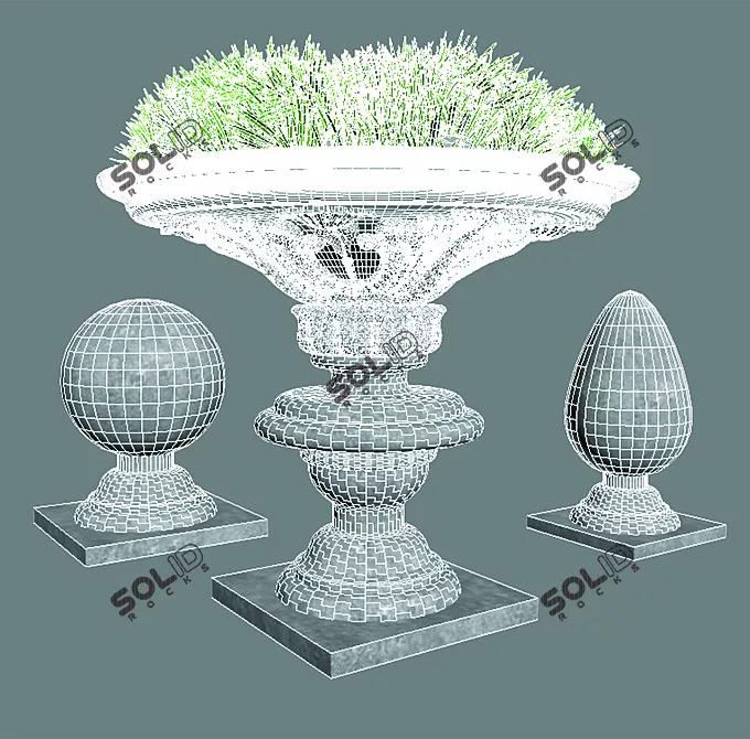 French Park Outdoor Decor Set 3D model image 2