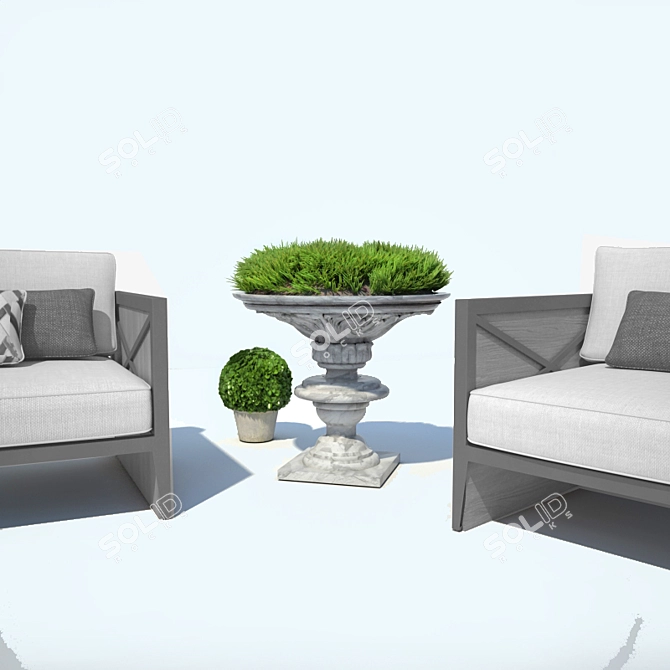 French Park Outdoor Decor Set 3D model image 3