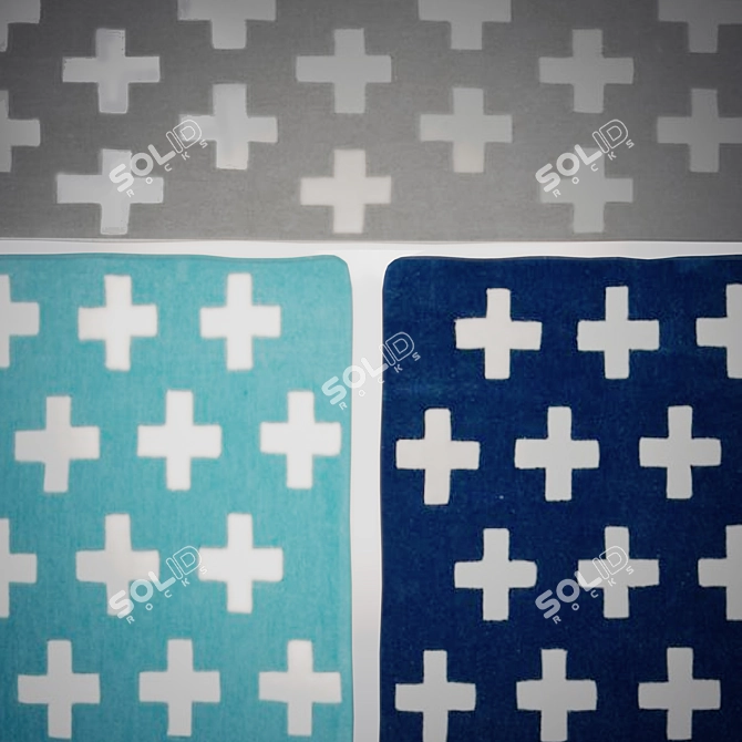 Turquoise Cross Rug: Stylish and Luxurious 3D model image 2