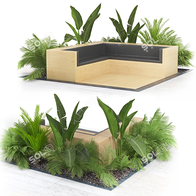 Tropical Paradise Palm Flowerbed 3D model image 1