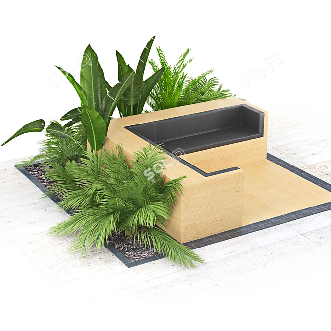 Tropical Paradise Palm Flowerbed 3D model image 2