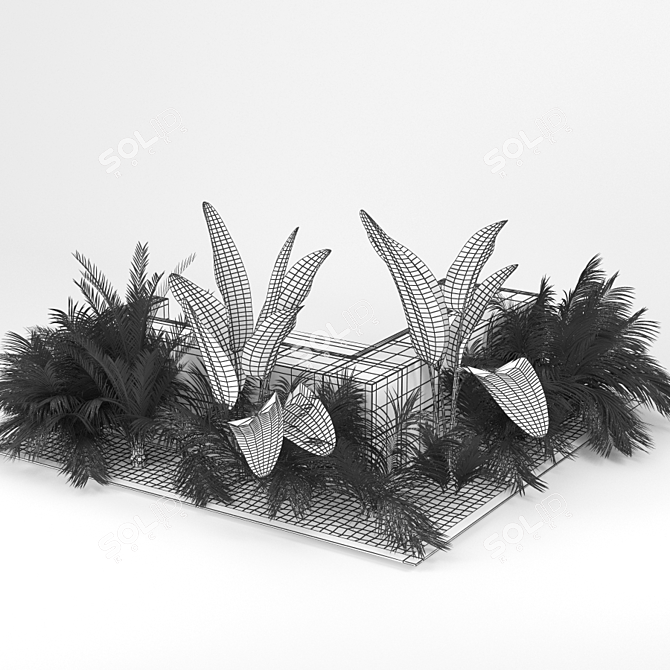 Tropical Paradise Palm Flowerbed 3D model image 3