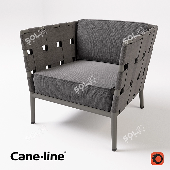 Sleek Cane Line Conic Armchair 3D model image 1