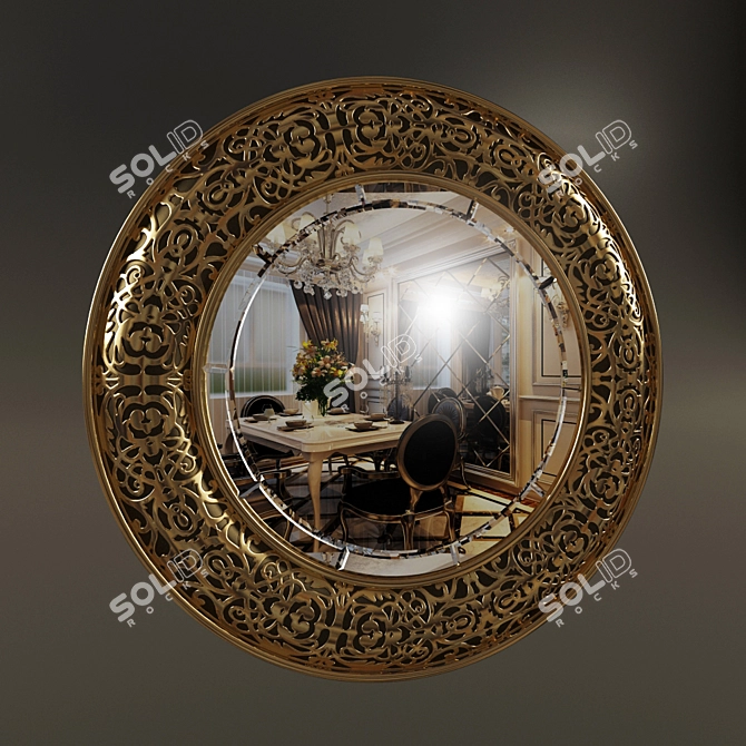 Golden Round Classic Mirror 3D model image 1