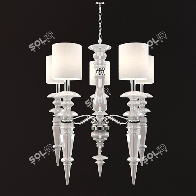 Modern Steel and Glass Chandelier 3D model image 1