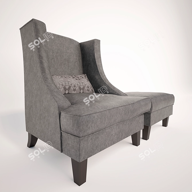 Cozy Comfort Armchair & Ottoman 3D model image 1
