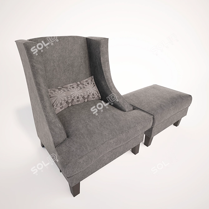 Cozy Comfort Armchair & Ottoman 3D model image 2