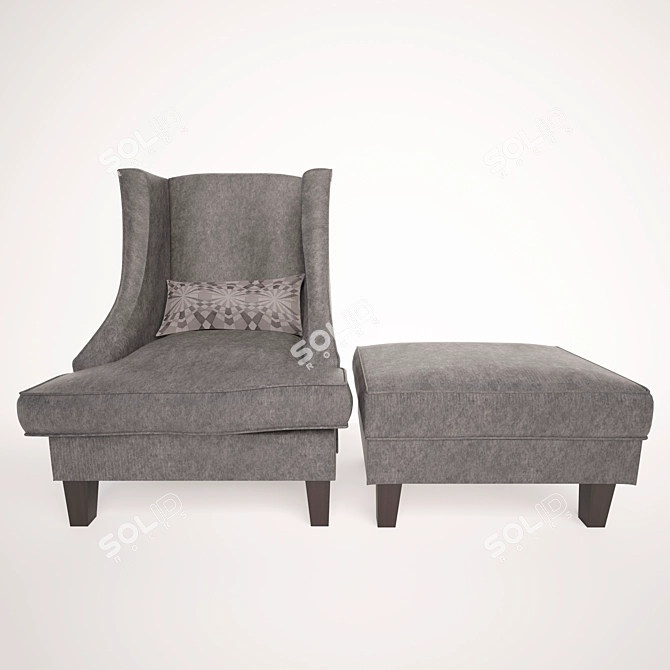 Cozy Comfort Armchair & Ottoman 3D model image 3