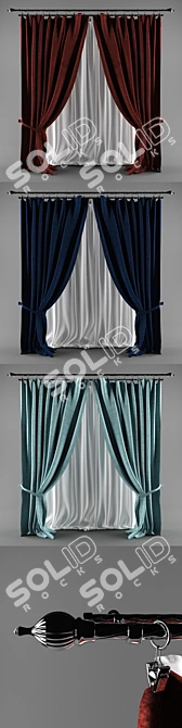 Cashmere Curtain: Aladdin Rod + 4 Color Textures 3D model image 2