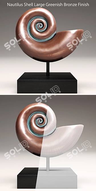 Bronze Nautilus Shell Decor 3D model image 2