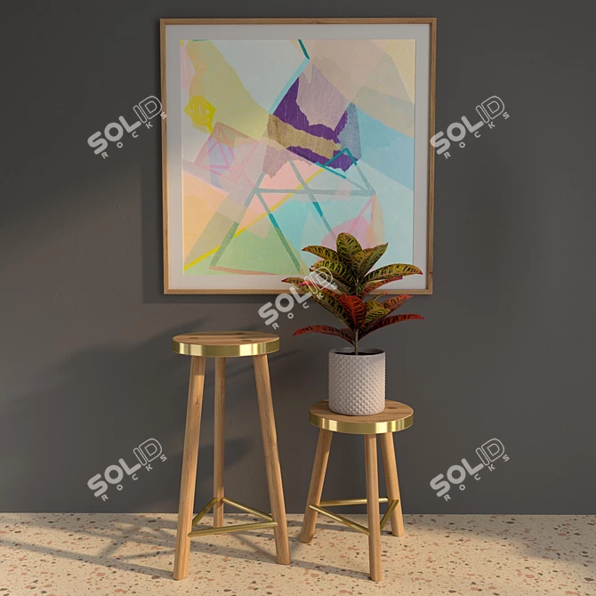 Brass Calypso Stool: Elegant Gold Accent 3D model image 1