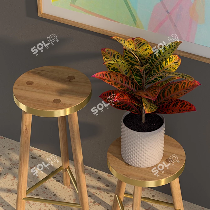 Brass Calypso Stool: Elegant Gold Accent 3D model image 2